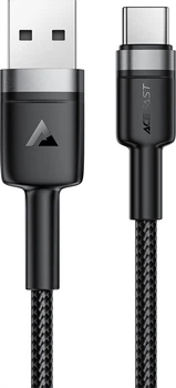 Кабель Acefast C22-04, USB to Type-C, 3A, Nylon Braid, Aluminum Alloy + TPE connectors, 1.2 м Black (6974316285144)