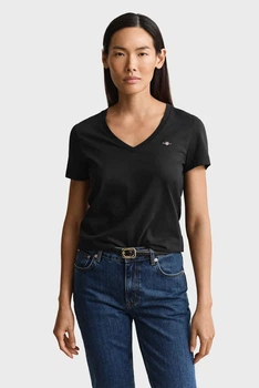 Жіноча чорна футболка V-NECK Gant M 4200750