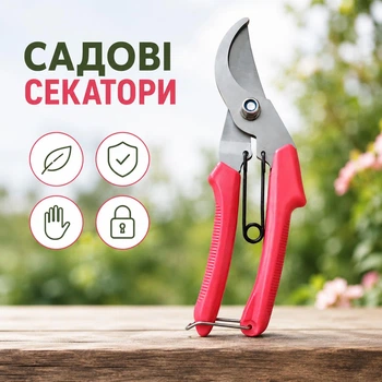 Садовий секатор для обрізки гілок, кущів, винограду та квітів з нержавіючої сталі