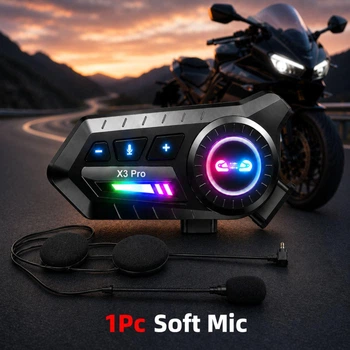 Мотоциклетная гарнитура XINOWY X3 Pro SOFT MIC Bluetooth для шлема водонепроницаемая с динамиком 1000 мАч