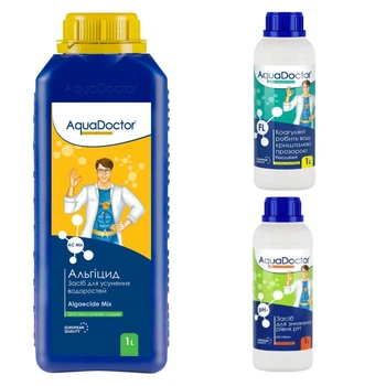 Набір хімії для басейну AquaDoctor 3 в 1 (Альгіцид, Рідкий pH Minus та Коагулянт)