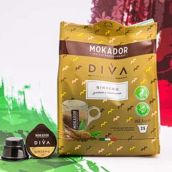 Напиток Mokador Diva Ginseng с экстрактом женьшеня, 25 капсул.