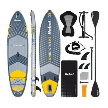 SUP дошка 335 см Rebel Active RBA-4507-G з сидінням каяка та аксесуарами сапборд 170 кг Сіра