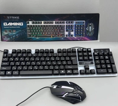 Игровая клавиатура и мышь XSTRIKE X-1014 RGB USB мембранный комплект 104 клавиши