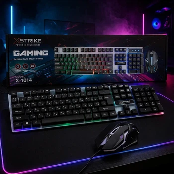 Геймерський набір XSTRIKE X-1014 клавіатура миша RGB USB дротової 104 клавіші чорний
