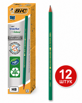 Олівці прості "BIC" Evolution (уп.12шт) /8803112/608/ 650 HB без гумки