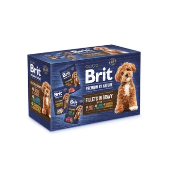 Набор влажного корма для собак малых пород Brit Premium Fillets in Gravy Multipack, 12 шт х 85 гр
