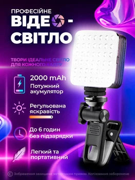 Накамерный свет LED видеосвет подсветка для фото и видеосъемки светодиодная лампа для камеры телефона блогера TikTok YouTube стриминга контента аккумуляторная с регулировкой яркости цветовой температуры Type-C 2000 мА·ч 2500K–9000K DKWAY D12