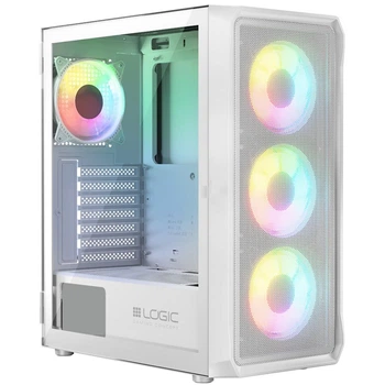 Корпус LogicConcept PORTOS MESH+GLASS ARGB fans 4x120mm WHITE без БЖ ATX (AT-PORTOS-20-0000000-0002)