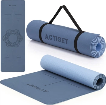 Килимок спортивний Actiget TPE для йоги та фітнесу 183 x 61 x 0.6 см Blue/Sky Blue (ACT0021)