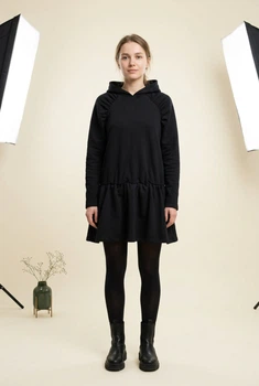 Сукня-худі жіноча з воланом NA-KD gothic casual чорна EUR XS