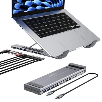 Док-станція Choetech 10-in-1 USB-C to HDMI + USB-C 3.0 + 2xUSB-A 3.0 + 2xUSB-A 2.0 + 3.5mm + SD/TF + USB-C PD 100W Gray (HUB-M92-GY)