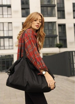 Женская спортивная сумка Sambag Vogue черная прочная тканевая спортивная дорожная сумка 51926