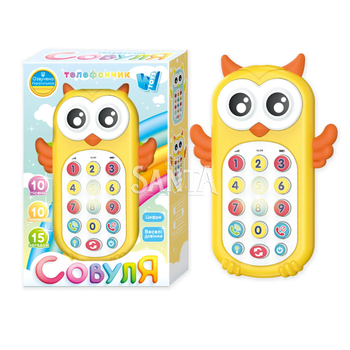 Музичний дитячий телефон Совуля WToys укр мова пісні загадки цифри дзвінок рідним підсвічування (40054)