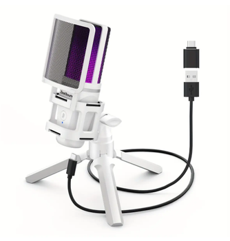 Студийный игровой микрофон ZealSound A68 USB с RGB подсветкой и Шумоподавленим / Для стримов и подкастов