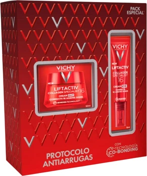 Zestaw do pielęgnacji twarzy Vichy Liftactiv Collagen Specialist 16 Krem do twarzy na dzień 50 ml + Krem pod oczy 15 ml (8431567697525)
