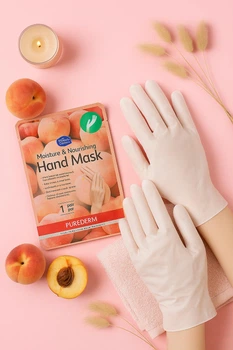 Маска перчатки для рук увлажнение и питание Персик Purederm Moisture&Nourishing Hand Mask 26 г (8809052592332)
