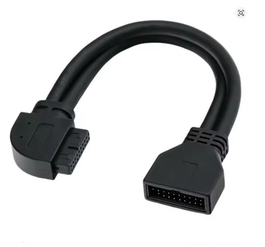Кабель-удлинитель USB 3.0 20 см 19 Pin–20 Pin M/F угловой для материнской платы и передней панели корпуса