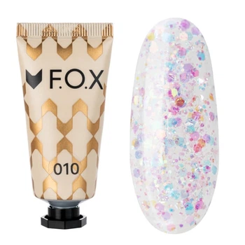 Полигель F.O.X Poly Gel Nano 010 прозрачно-розовый с камифубуками разного цвета и размера 15 мл