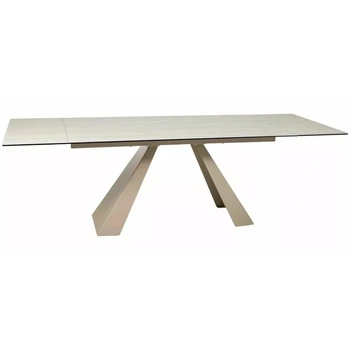 Стол обеденный раскладной в гостиную/кухню Salvadore Ceramic 160(+80)х90 Signal кашемир/беж (металл/закаленное стекло/керамика) (SALVADORETRKA160)