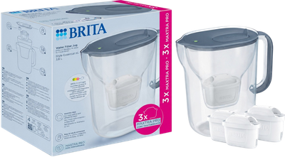 Фильтр-кувшин Brita Style Essential XL Mxpro 3.6л серо-голубой + 3 картриджа (1059312)