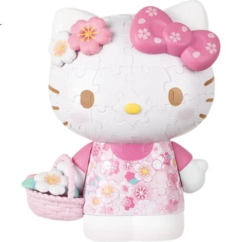 3D-JP Sanrio Фігурка Hello Kitty, 3D-головоломка, будівельні блоки, іграшка, прикраса для дому, святковий подарунок, спостереження за цвітінням вишні