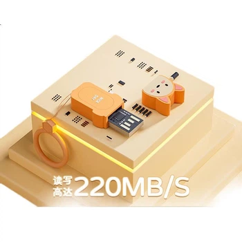 Флешка HP 128ГБ з малюнком цуценяти, до 220МБ/с, міні, для авто/офісу