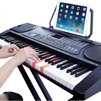 Meirkergr MK-8618 Smart Version, 61-клавишная многофункциональная интеллектуальная электронная клавиатура для обучения детей и начинающих, с возможностью подключения наушников, микрофона, мобильного телефона, планшета и подставкой.