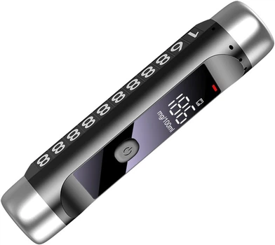 Алкотестер 3 в 1 цифровий з номером телефону для парковки с LED дисплеєм USB Type-C чорний
