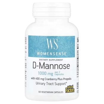 Д Манноза 1000 мг з прополісом Womensense — підтримка сечовивідних шляхів, Natural Factors, 60 капсул
