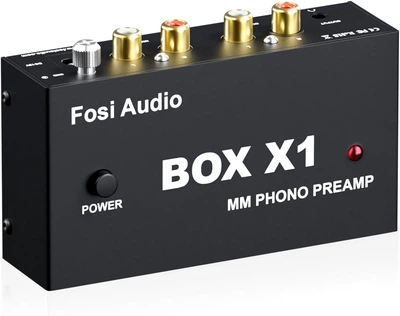 Фонокоректор Fosi Audio BOX X1 MM Phono Preamp для винилового проигрывателя, RCA + 3.5 мм, 12V