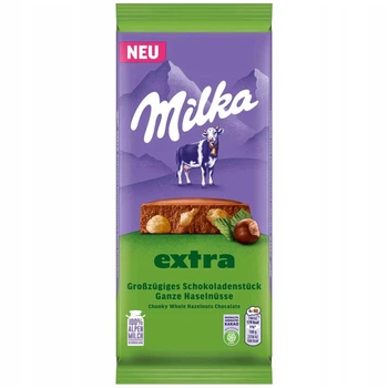 Молочний шоколад Milka Extra Ganze Haselnüsse з цілими лісовими горіхами 190 г (7622202287657)