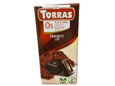 Чорний шоколад Torras 52% какао без цукру та глютену 75 г (8410342005601)