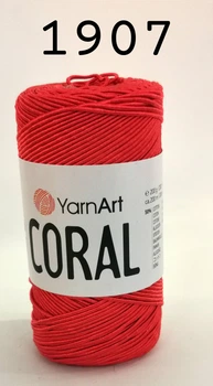 Хлопок, Полиэстер Пряжа YarnArt Coral 200г/200м, 50% хлопок 50% полиэстер, летняя нитка для сумок цвет 1907