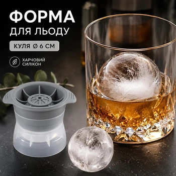 Силіконова форма для льоду у вигляді кулі Ø6 см, багаторазова, сіра