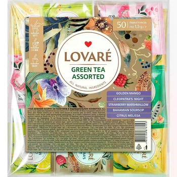 Чай зелений асорті Lovare Assorted Green Tea 75 г (50 шт. х 1.5 г)