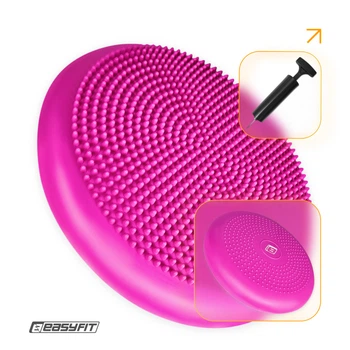 Подушка EasyFit 33 см розовая с насосом (Балансировочная массажная с шипами, сенсомоторный массажный балансировочный диск для баланса и массажа) WLS34BL