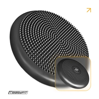 Подушка EasyFit 33 см черная (Балансировочная массажная с шипами, сенсомоторный массажный балансировочный диск для баланса и массажа)