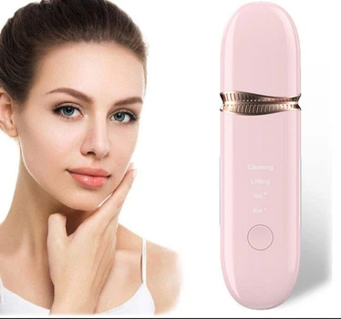 Скрабер ультразвуковой Mashele Ultrasonic портативный для очищения кожи лица pink