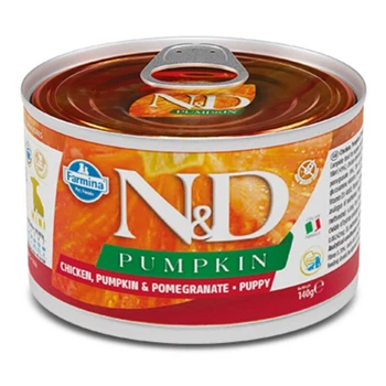 Вологий беззерновий корм для цуценят малих порід Farmina (Фарміна) N&D Grain Free MINI з куркою та гарбузом 140 гр.