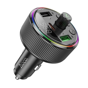 FM-трансмітер Hoco E82 Bluetooth 2xUSB-A + USB-C QC3.0 PD 30W Black (6942007620642)
