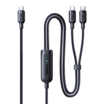 Кабель Baseus Flash 4 140W 2в1 USB-C до USB-C + USB-C 1.5 м Black (6942521200658)
