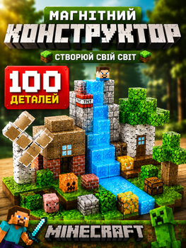Магнітний конструктор Minecraft 100 кубиків Магнітні блоки в стилі Майнкрафт Джунглі