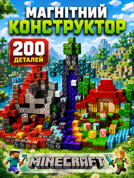 Магнітний конструктор Minecraft 200 кубиків, Магнітні блоки Майнкрафт, набір для дітей, Дитячий конструктор, Подарунок дитині