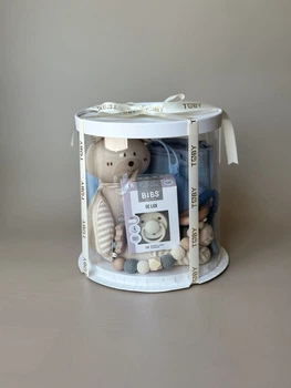 Подарунковий набір для новонародженого TOBY у тубусі з пустушкою BIBS, боді, іграшкою та аксесуарами
