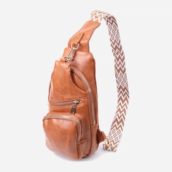 Сумка слинг через плечо женская Vintage leather-22751 Рыжяя