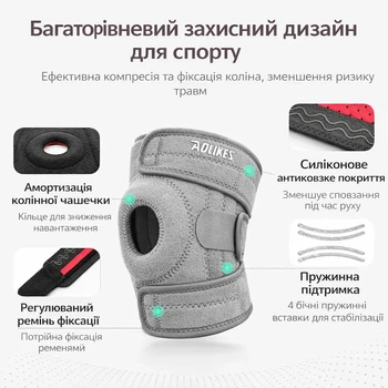 Спортивный наколенник с фиксацией и поддержкой сустава.