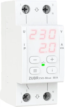 Реле напруги з контролем струму Zubr CV2-50 red 50 А, 11.5 кВА (CV2-50 red)