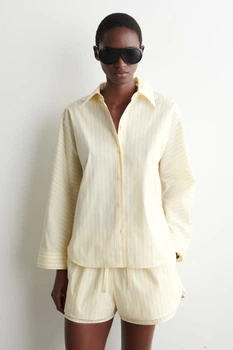 Жіноча сорочка COS Pleated Striped Cotton Shirt Yellow / Striped 38 (1338676001)