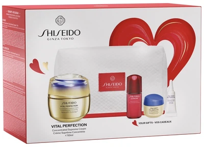 Zestaw do pielęgnacji twarzy Shiseido Vital Perfection Supreme Krem 50 ml + Serum 10 ml + Krem na noc 15 ml + Krem pod oczy 3 ml + kosmetyczka (3423222147464)